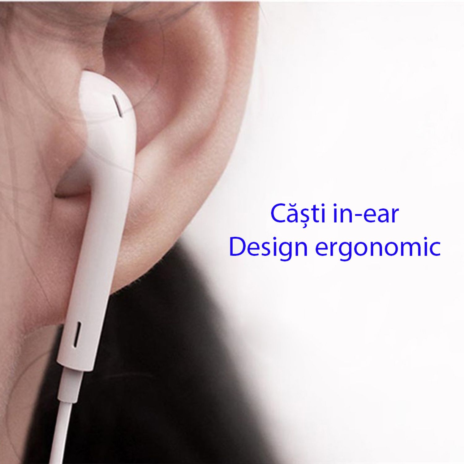 Casti Yesido - Stereo Earphones, Jack 3.5 mm cu microfon, cablu 1.2 m, Alb fotografia produsului View 3 L