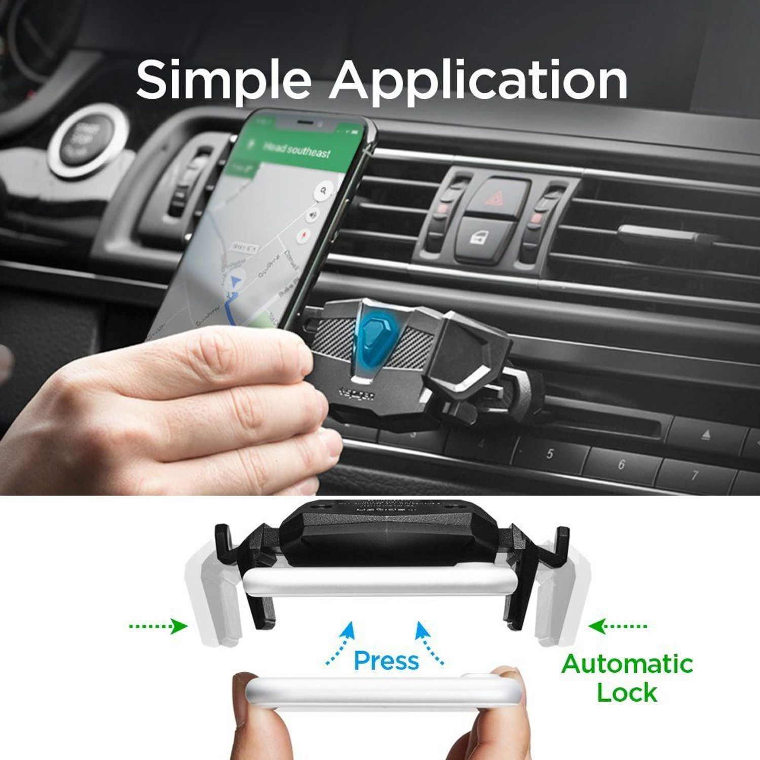 Suport auto pentru CD Player Spigen TMS24 pentru telefon, Negru fotografia produsului View 2 L