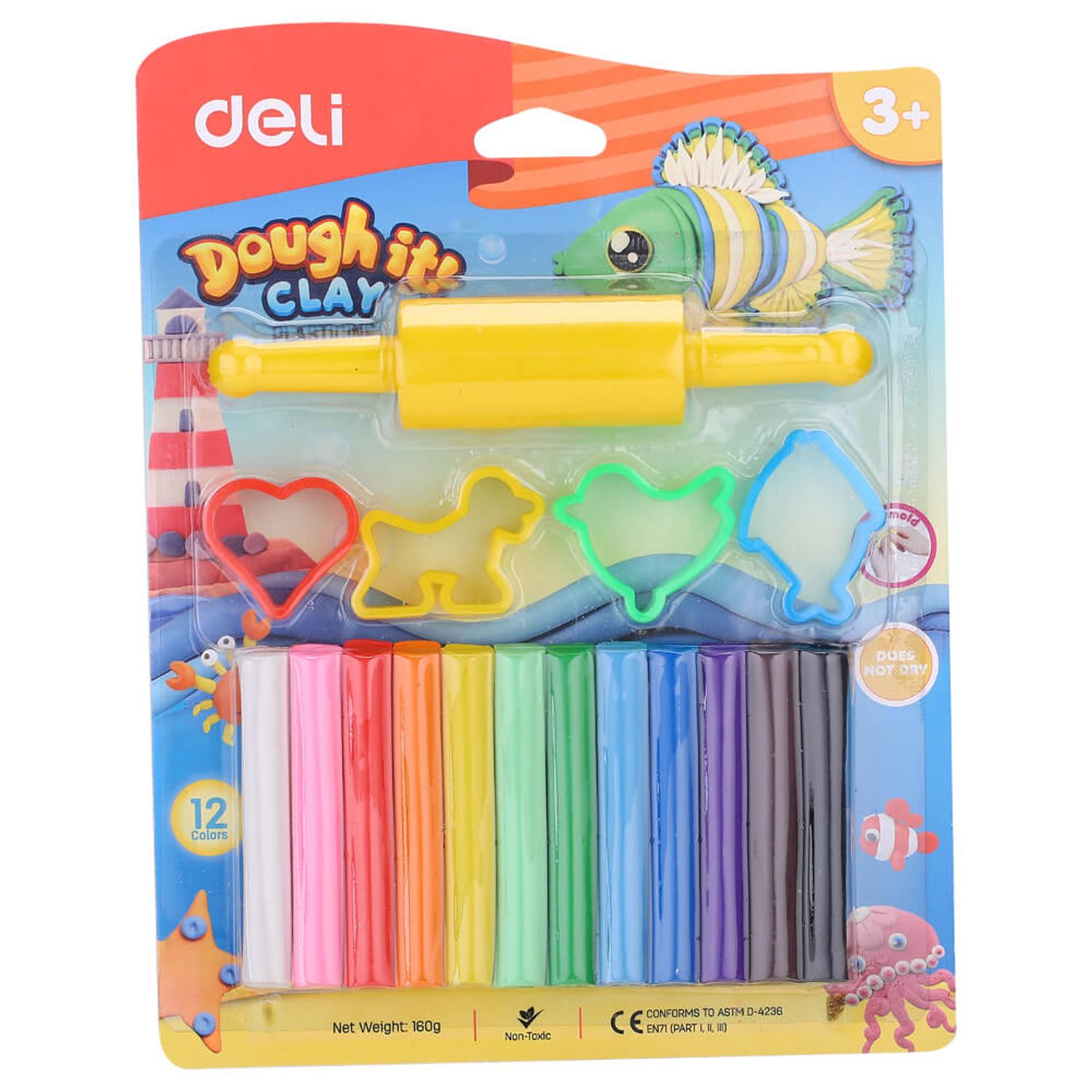Plastelina cu Forme Deli, 12 Buc/Set fotografia produsului