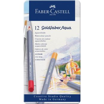Set 12 Creioane Colorate Acuarela Faber-Castell Goldfaber Aqua, Diverse Culori