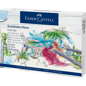 Set 40 Creioane Colorate Acuarela Faber-Castell Goldfaber Aqua Studio Box, Diverse Culori