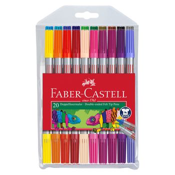 Set 20 Carioci Colorate Faber-Castell Cu 2 Capete De Scriere, Carioca Pentru Copii