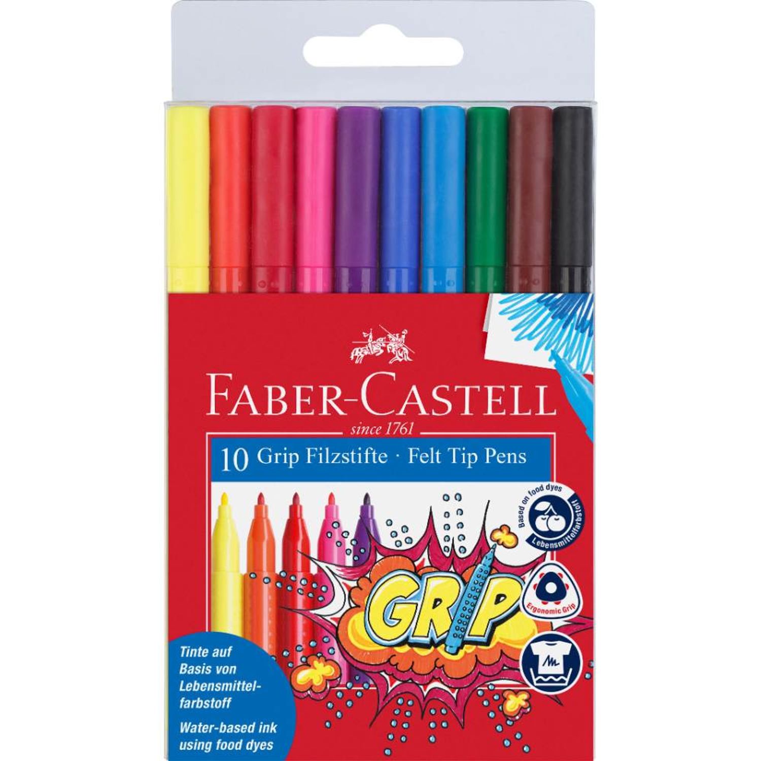 Set 10 Carioci Faber-Castell Grip, Diverse Culori fotografia produsului