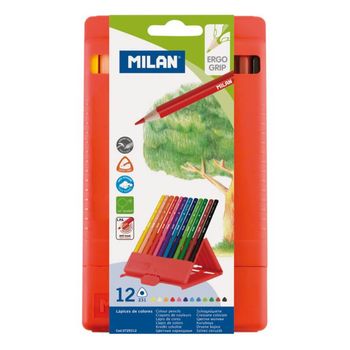 Set 12 Creioane Colorate Milan, Cutie din Plastic