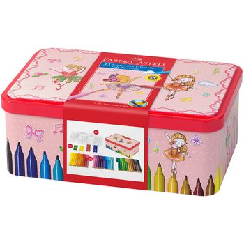 Set 33 Carioci Colorate Faber-Castell Ballerina Box Connector Cu Clip Prindere, Carioca Pentru Copii