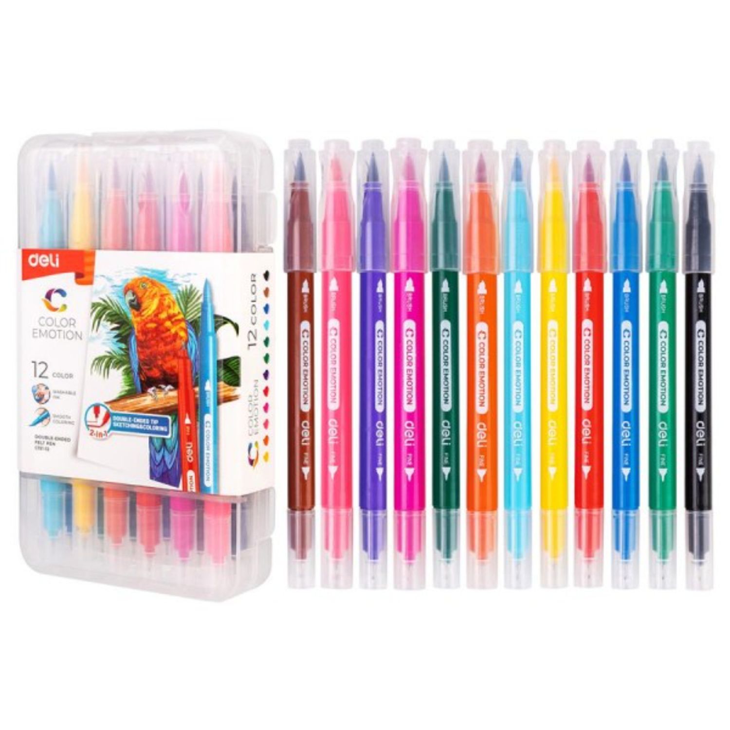 Set 12 Carioci cu Varf Dublu Fin/Carioca, Deli Color Emotion fotografia produsului