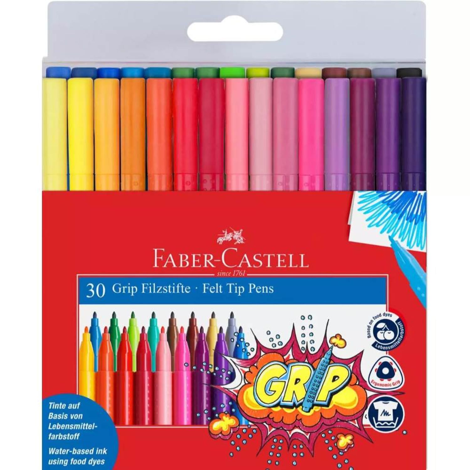 Set 30 Carioci Faber-Castell Grip, Diverse Culori fotografia produsului
