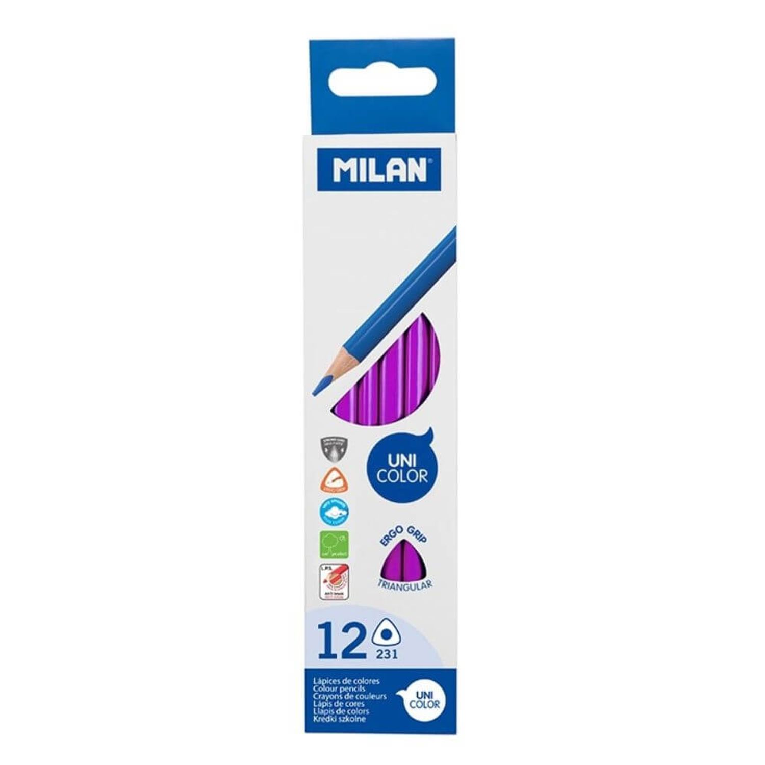 Set 12 Creioane Unicolor MILAN, Culoare Mov fotografia produsului