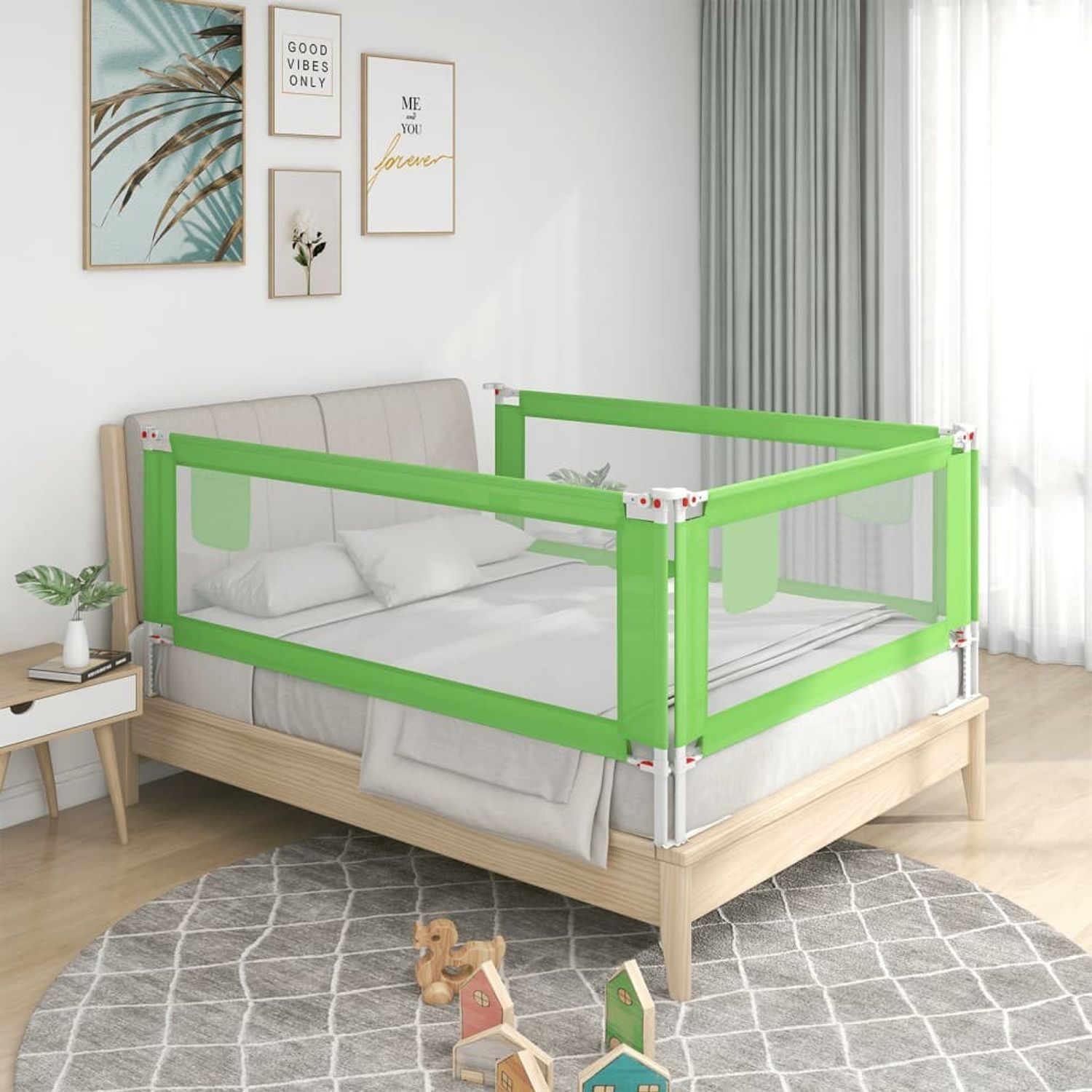 Koohashop Balustrada de protectie pat copii, verde, 100x25 cm, textil fotografia produsului