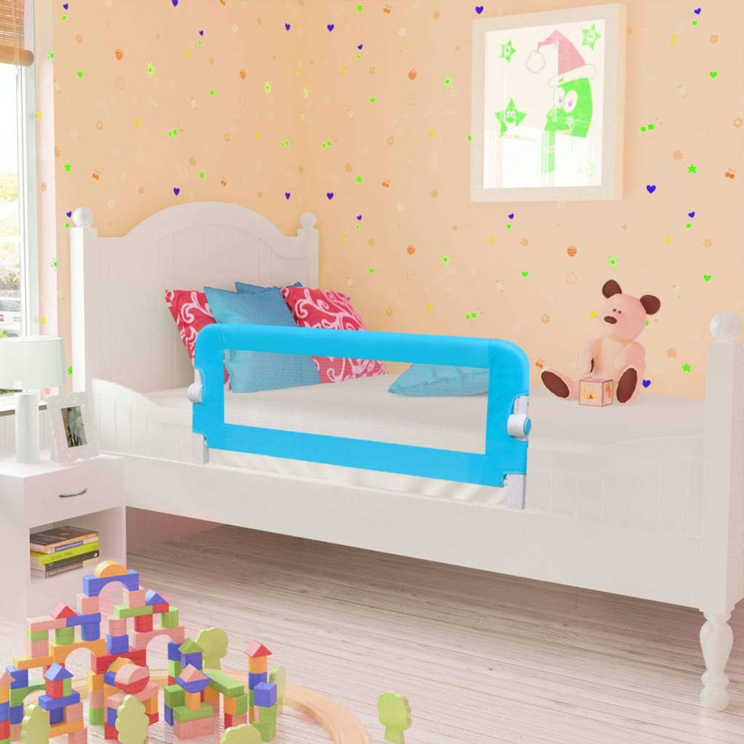 Koohashop Balustrada de pat protectie copii, 2 buc, albastru, 102 x 42 cm fotografia produsului