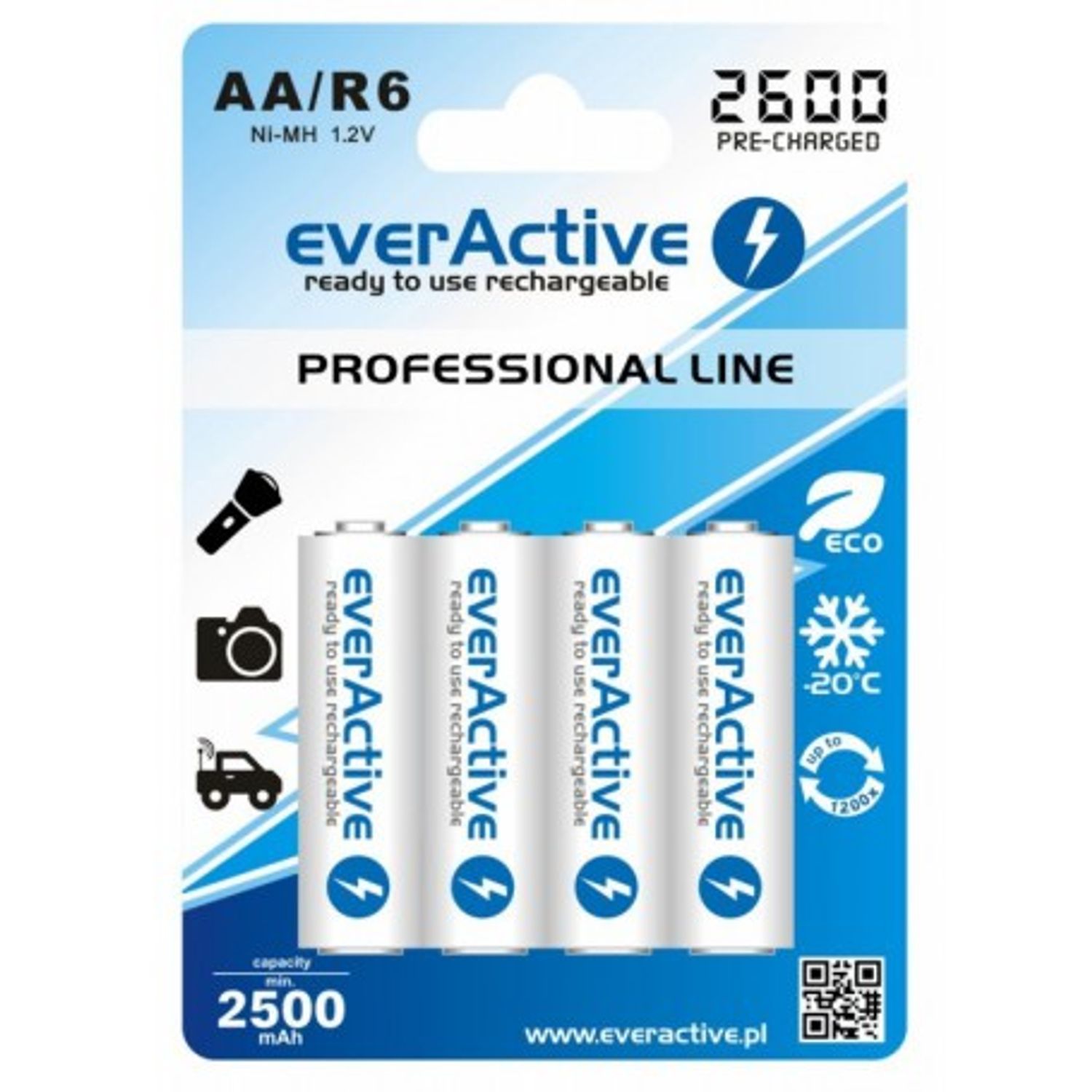Baterii reincarcabile R6 AA 2600mAh everActive Professional Conținutul pachetului 1x Blister fotografia produsului
