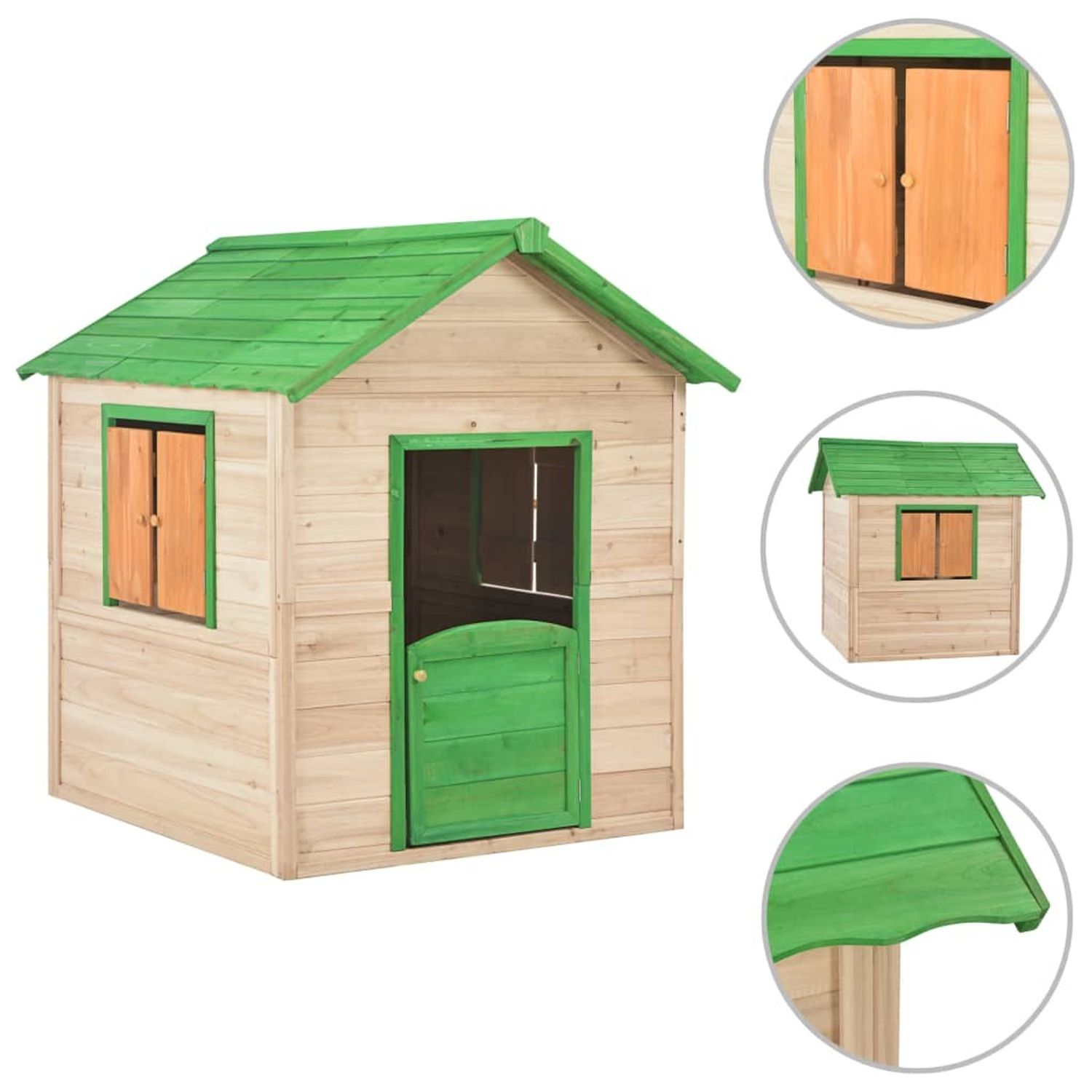 Koohashop Casuta de joaca pentru copii, verde, lemn de brad fotografia produsului