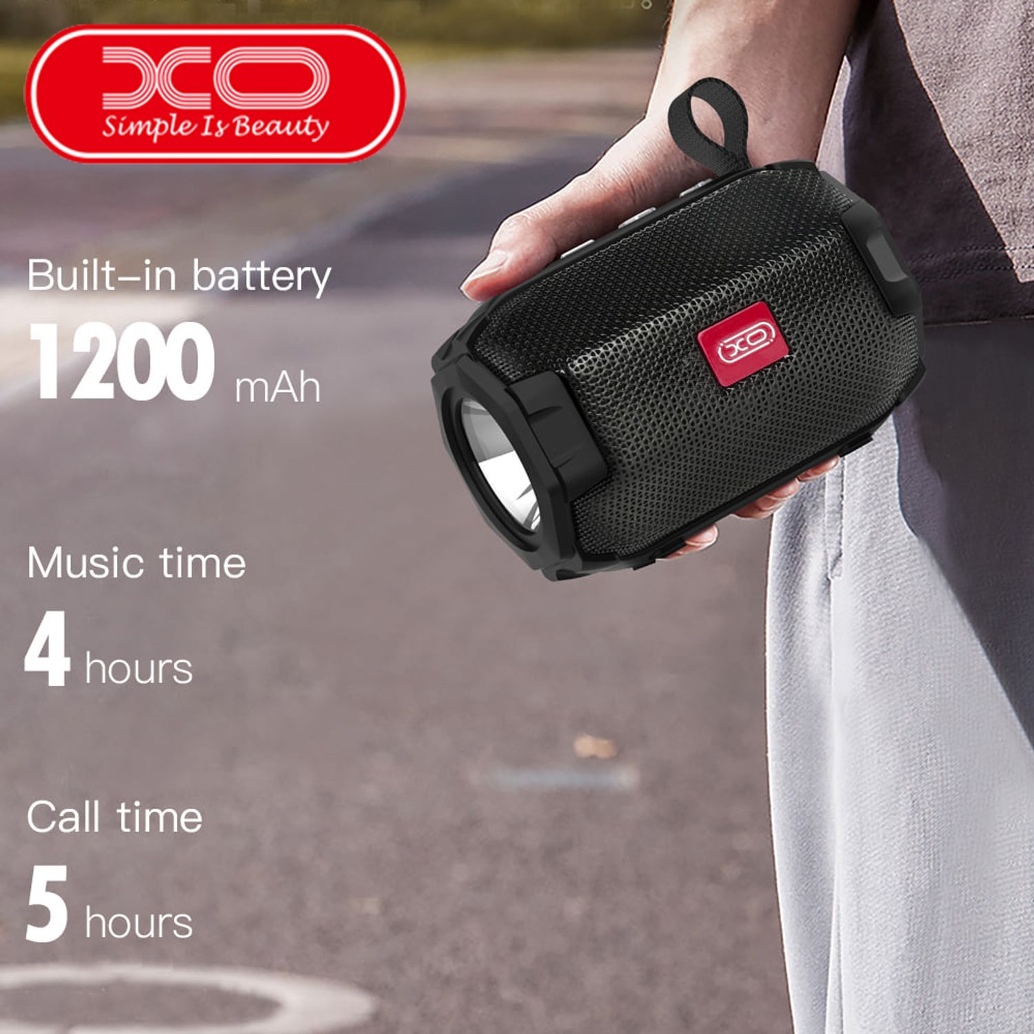 Boxa portabila XO cu lanterna, bluetooth XO F22, Negru fotografia produsului View 2 L