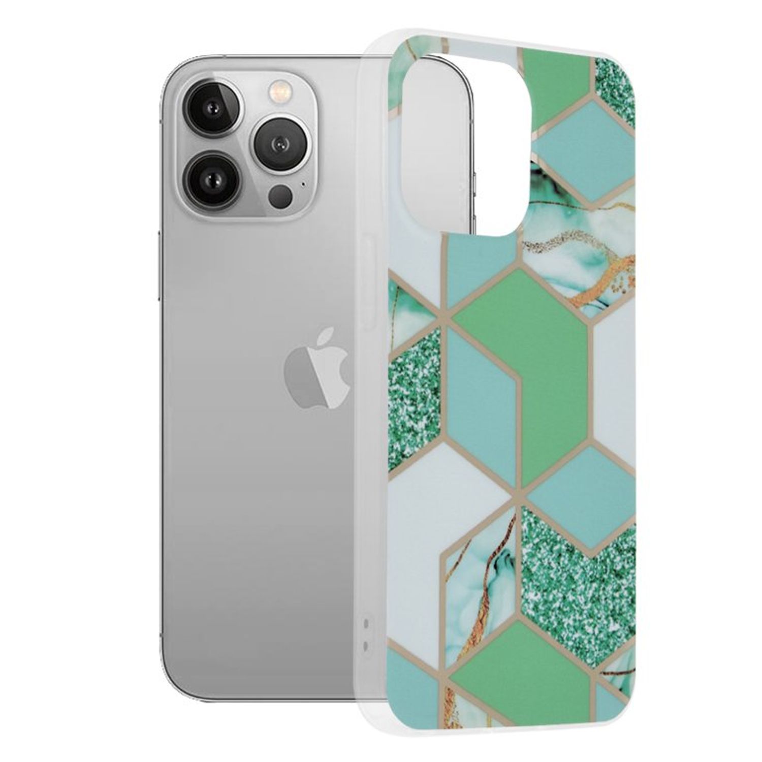 Husa Techsuit - Marble Series pentru iPhone 13 Pro - Green Hex fotografia produsului