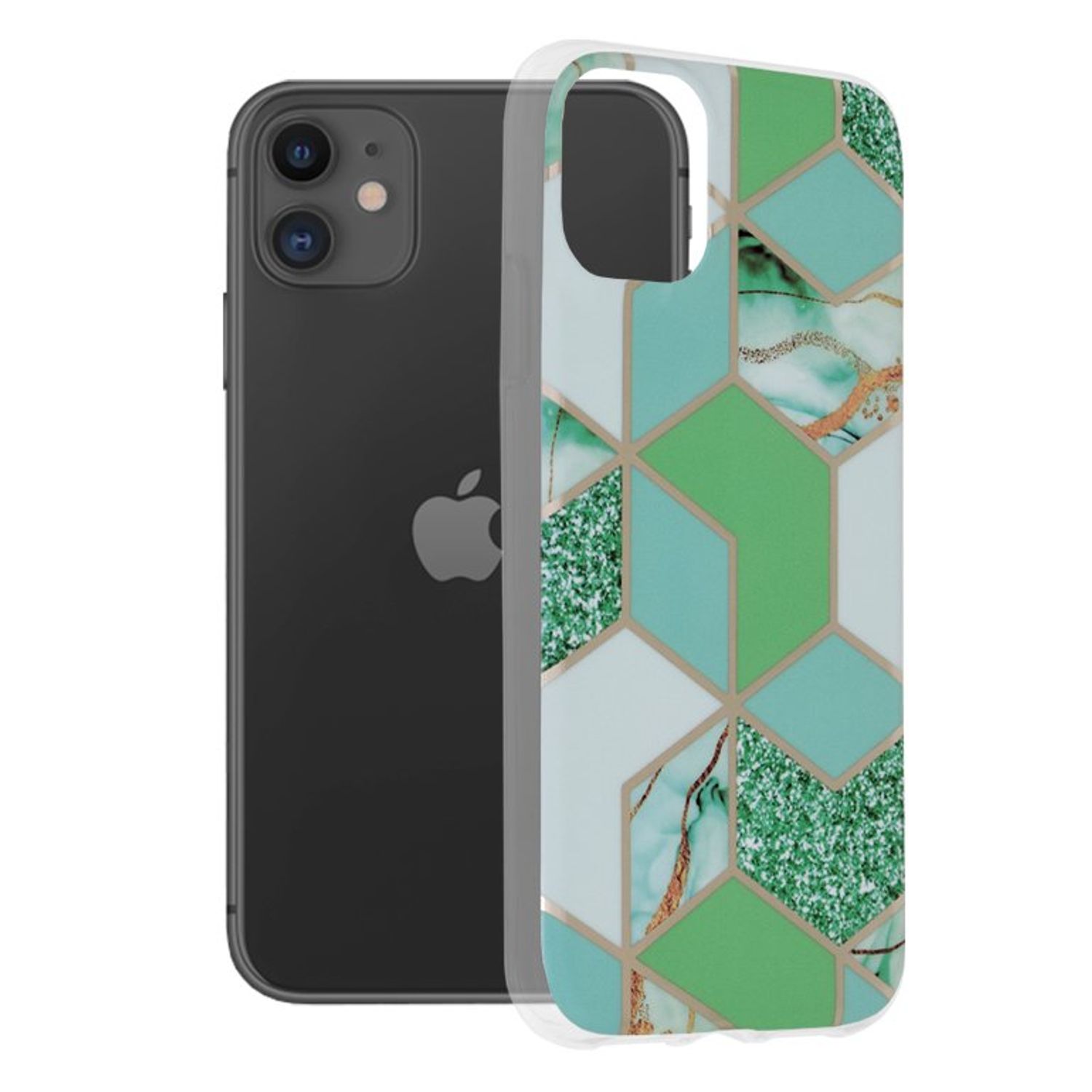 Husa Techsuit - Marble Series pentru iPhone 11 - Green Hex fotografia produsului