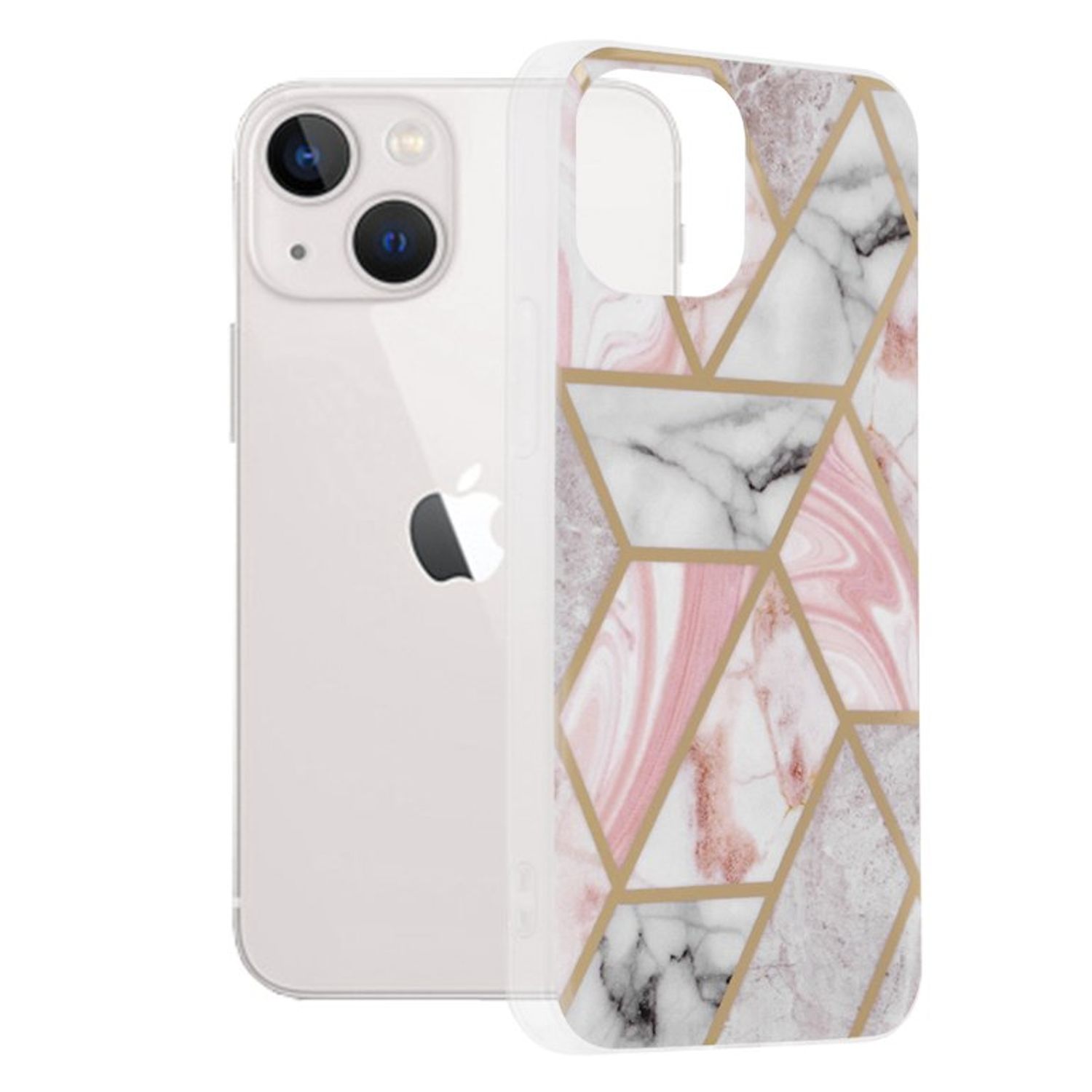 Husa Techsuit - Marble Series pentru iPhone 13 Mini - Pink Hex fotografia produsului