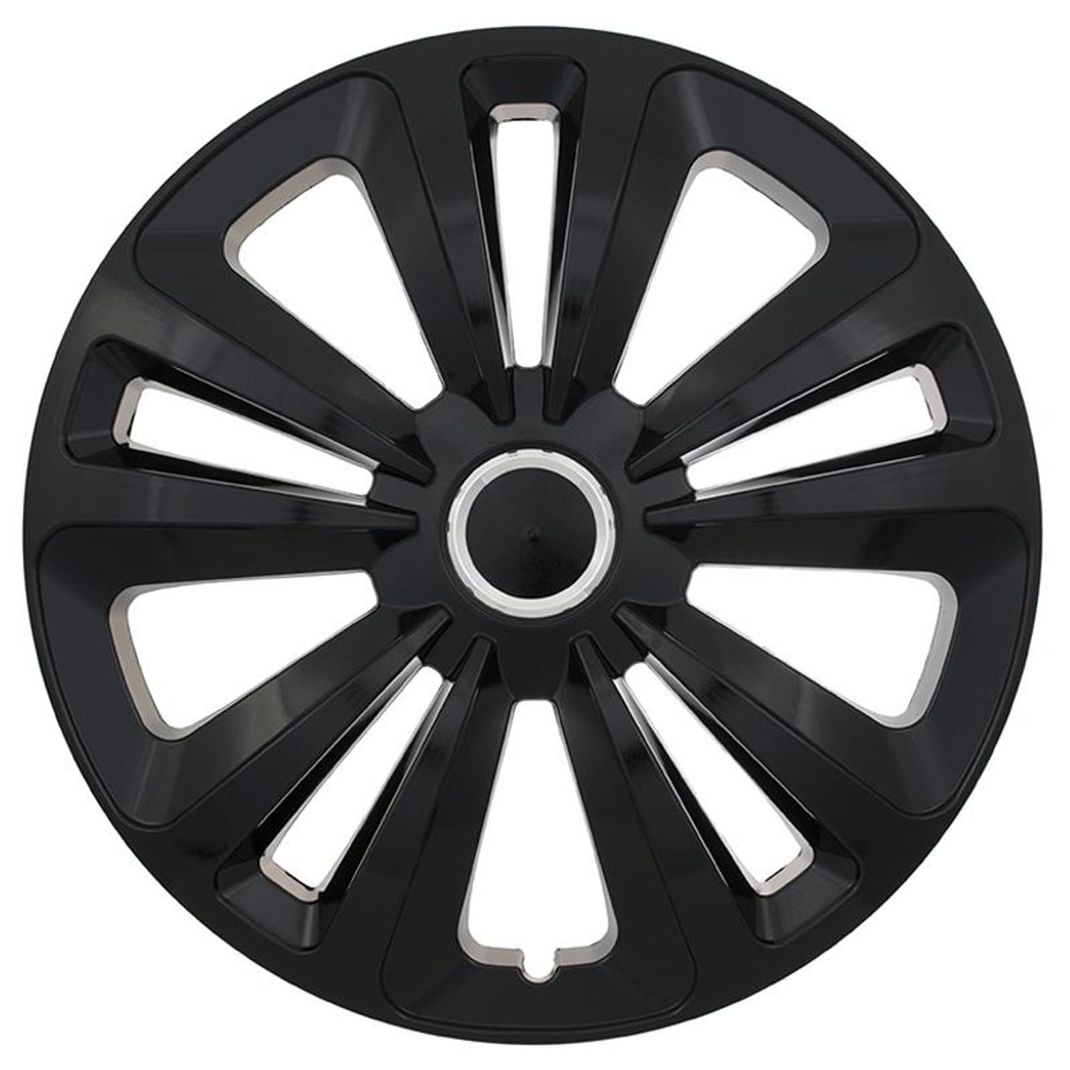 Set 4 capace roti model Terra Black, 16 inch, cu inel cromat fotografia produsului