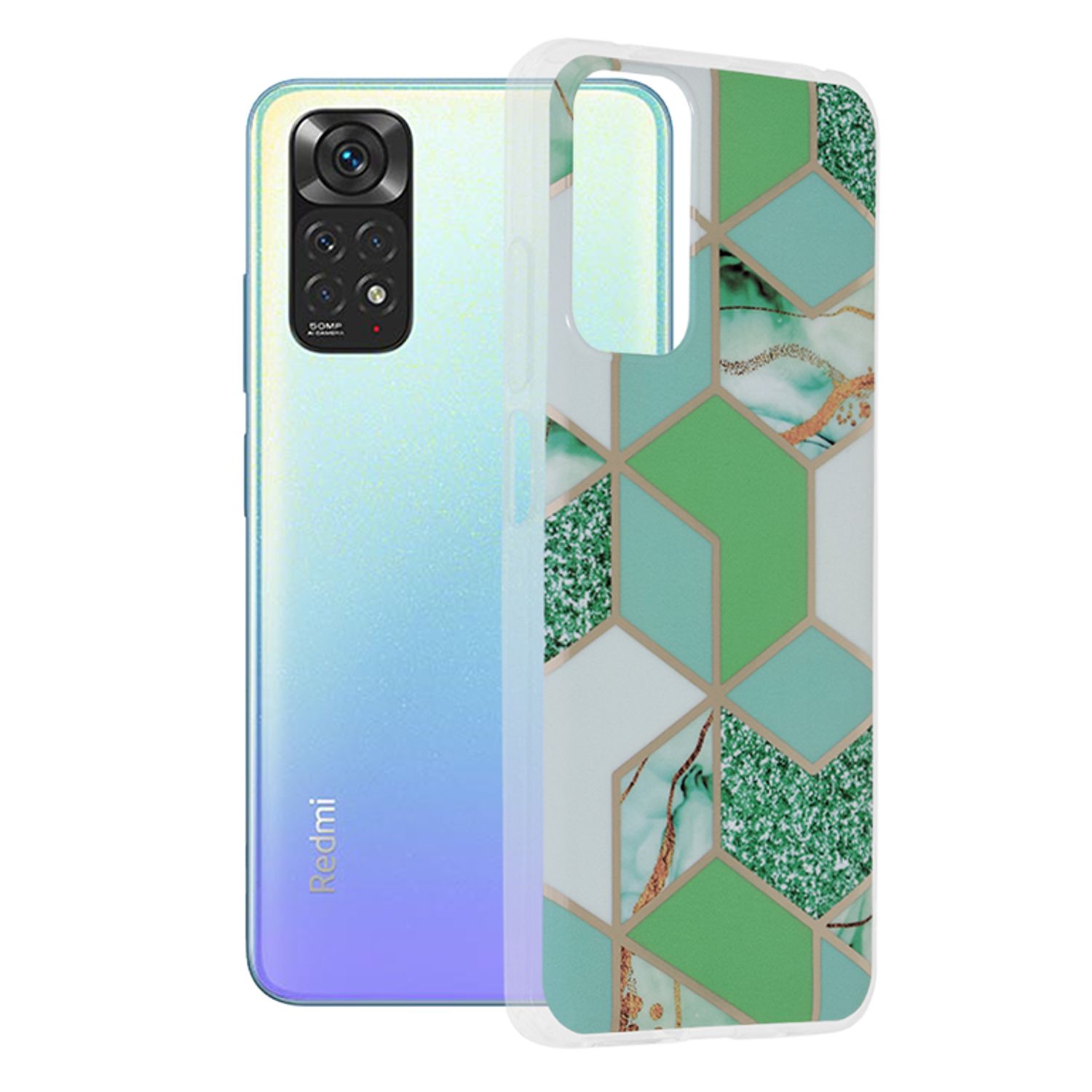 Husa Techsuit - Marble Series pentru Xiaomi Redmi Note 11 / Note 11S - Green Hex fotografia produsului