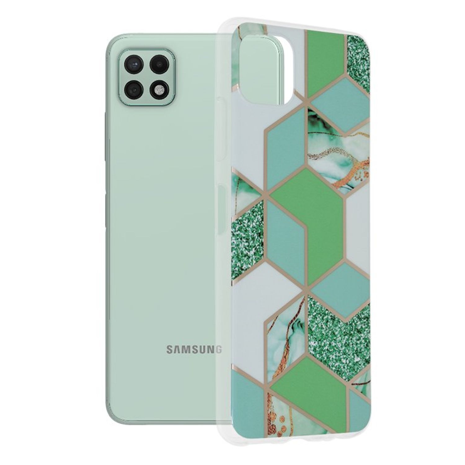 Husa Techsuit - Marble Series pentru Samsung Galaxy A22 5G - Green Hex fotografia produsului