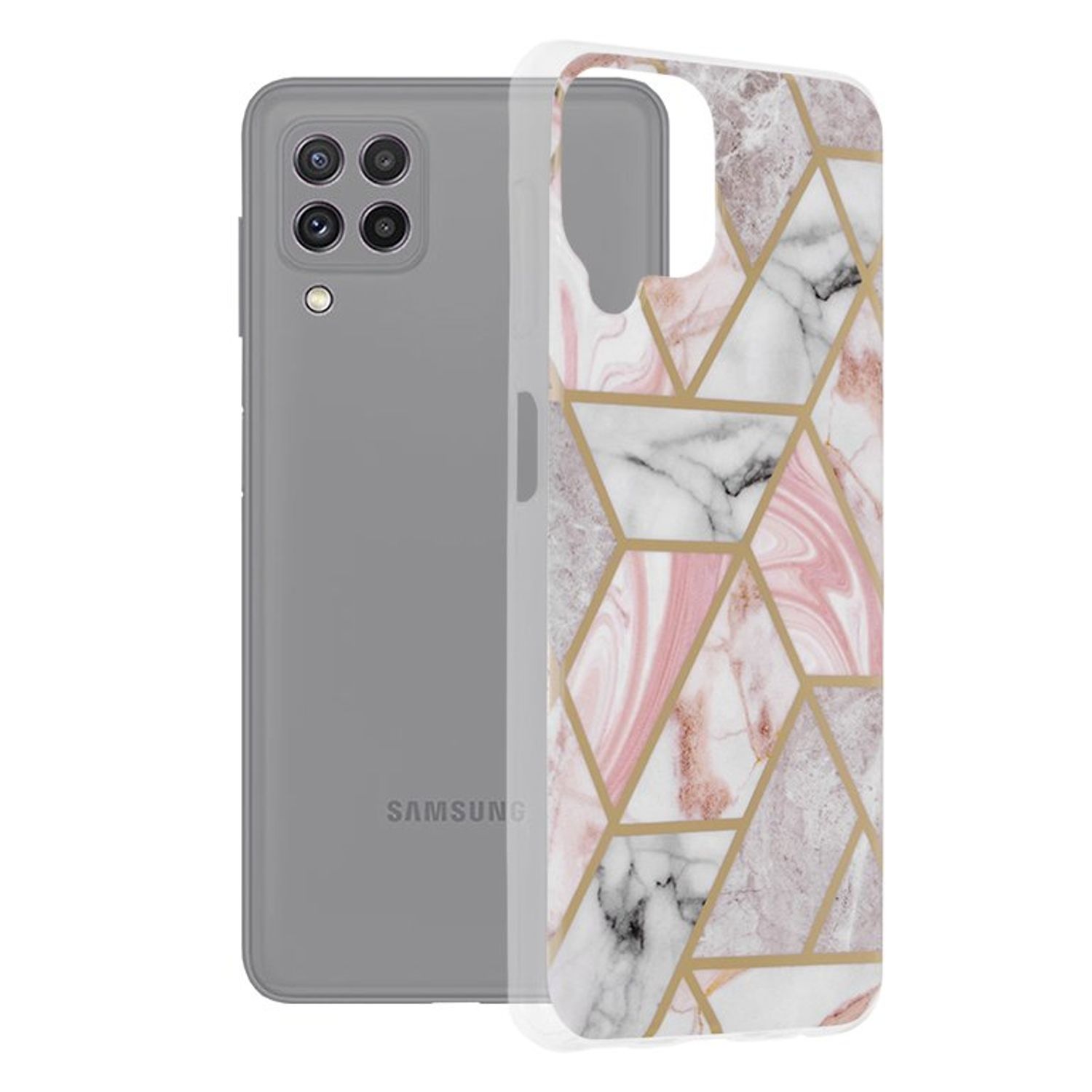Husa Techsuit - Marble Series pentru Samsung Galaxy A22 4G - Pink Hex fotografia produsului
