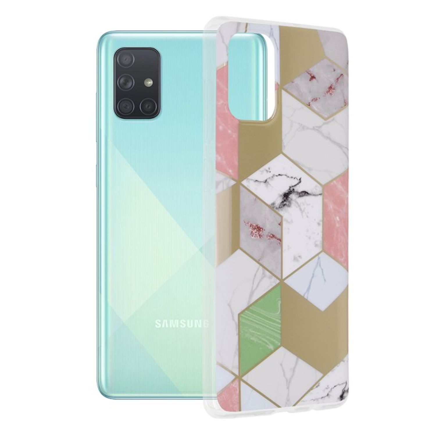 Husa Techsuit - Marble Series pentru Samsung Galaxy A71 - Purple Hex fotografia produsului