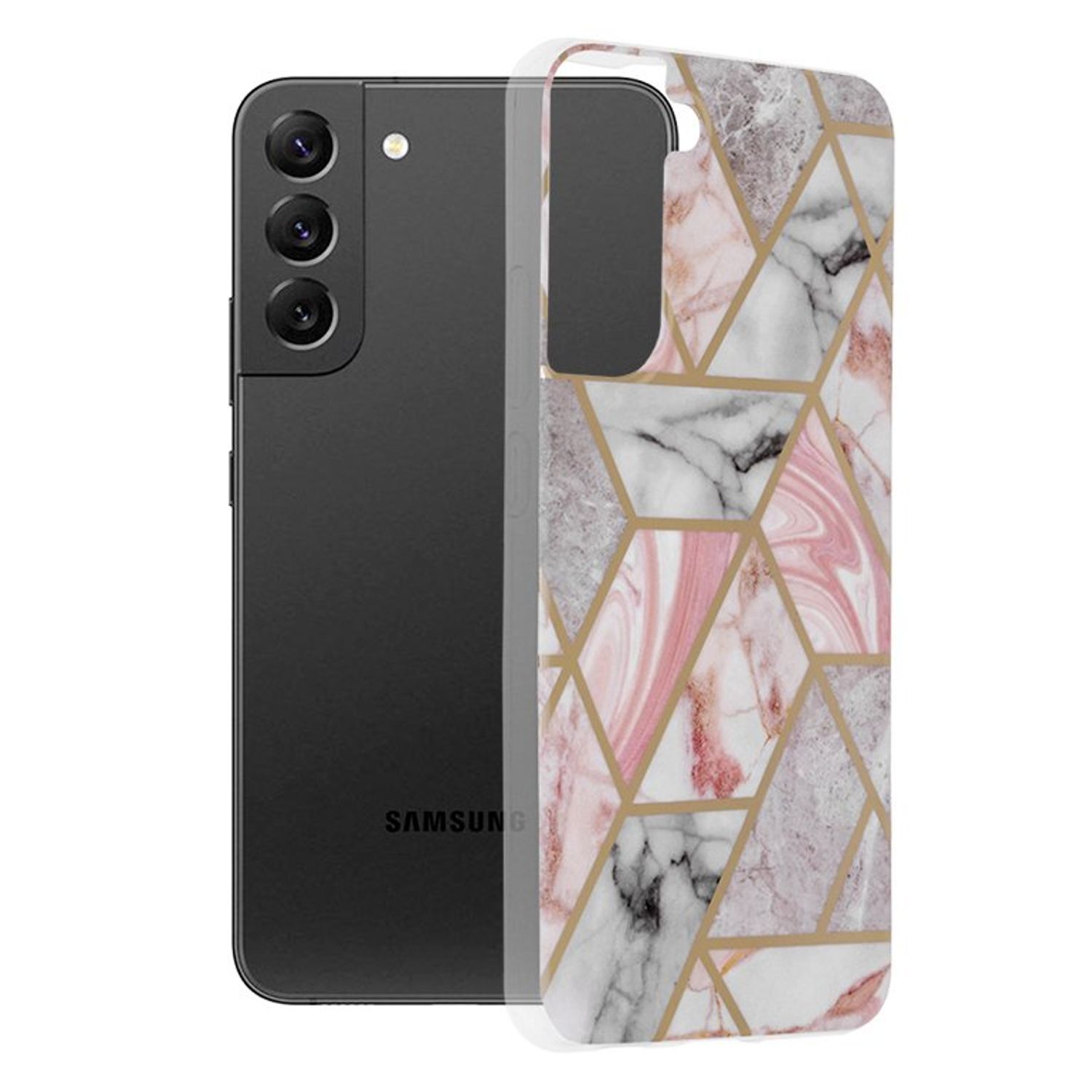 Husa Techsuit - Marble Series pentru Samsung Galaxy S22 Plus - Pink Hex fotografia produsului