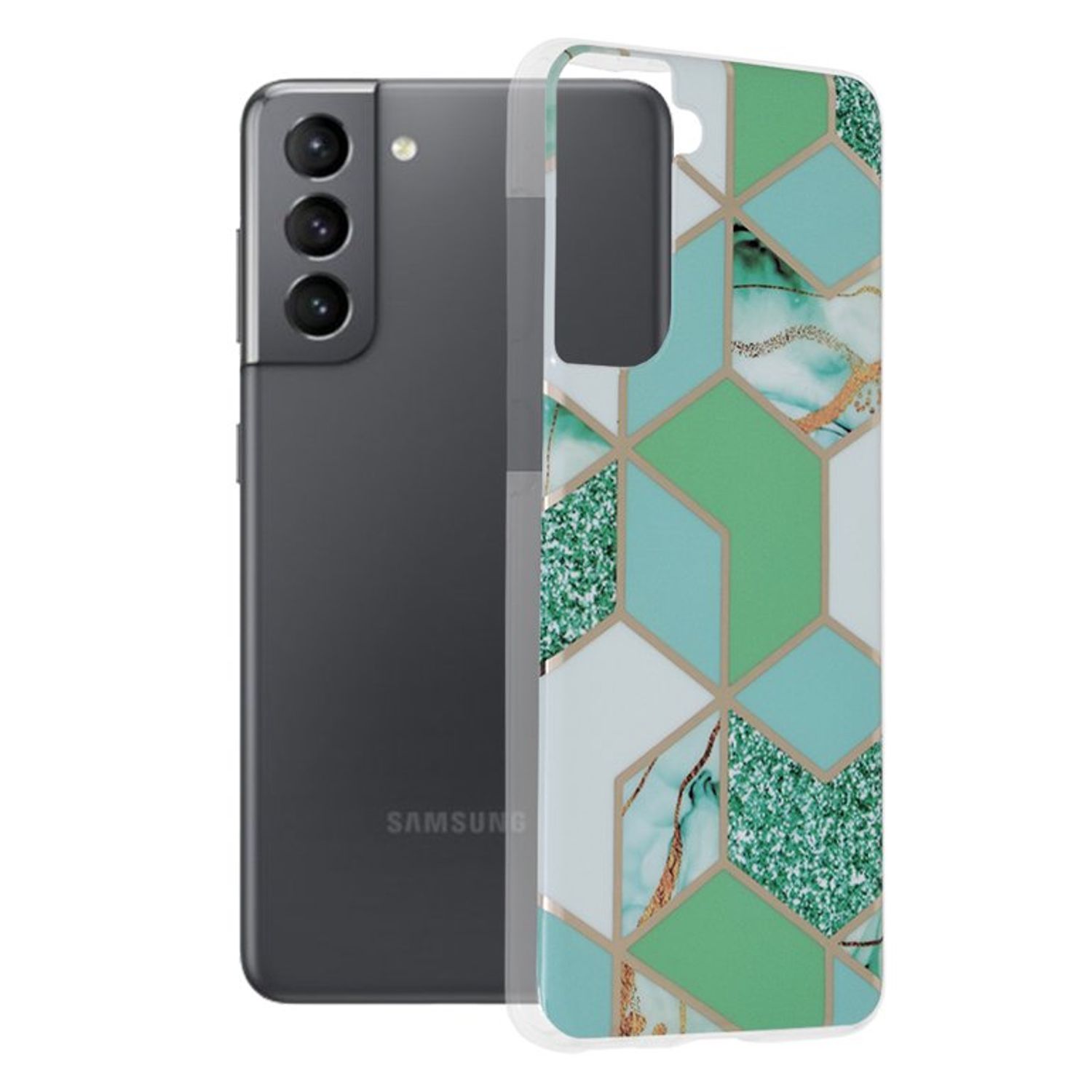 Husa Techsuit - Marble Series pentru Samsung Galaxy S21 - Green Hex fotografia produsului