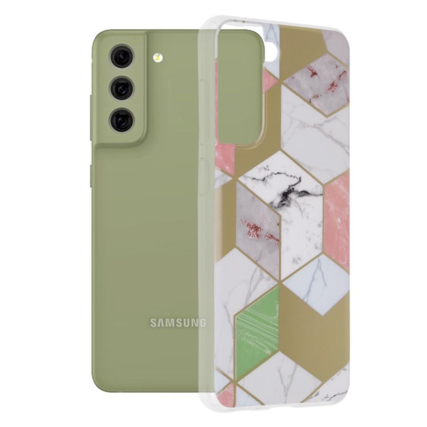 Husa Techsuit - Marble Series pentru Samsung Galaxy S21 FE - Purple Hex fotografia produsului