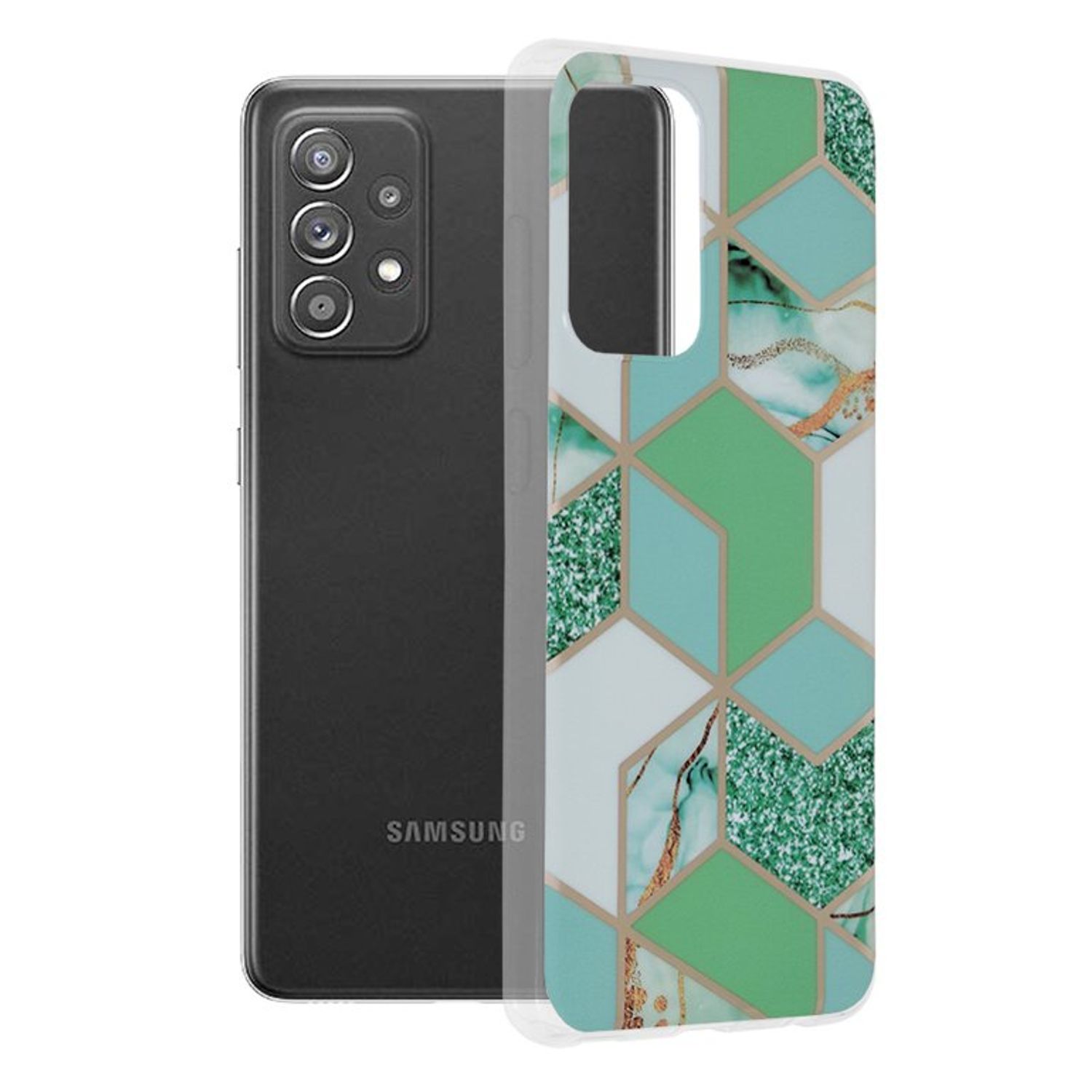 Husa Techsuit - Marble Series pentru Samsung Galaxy A52 - Green Hex fotografia produsului