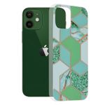 Husa Techsuit - Marble Series pentru iPhone 12 - Green Hex fotografia produsului