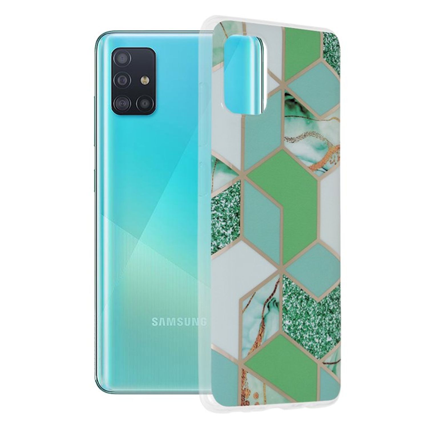 Husa Techsuit - Marble Series pentru Samsung Galaxy A51 - Green Hex fotografia produsului