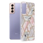 Husa Techsuit - Marble Series pentru Samsung Galaxy S21 Plus - Pink Hex fotografia produsului