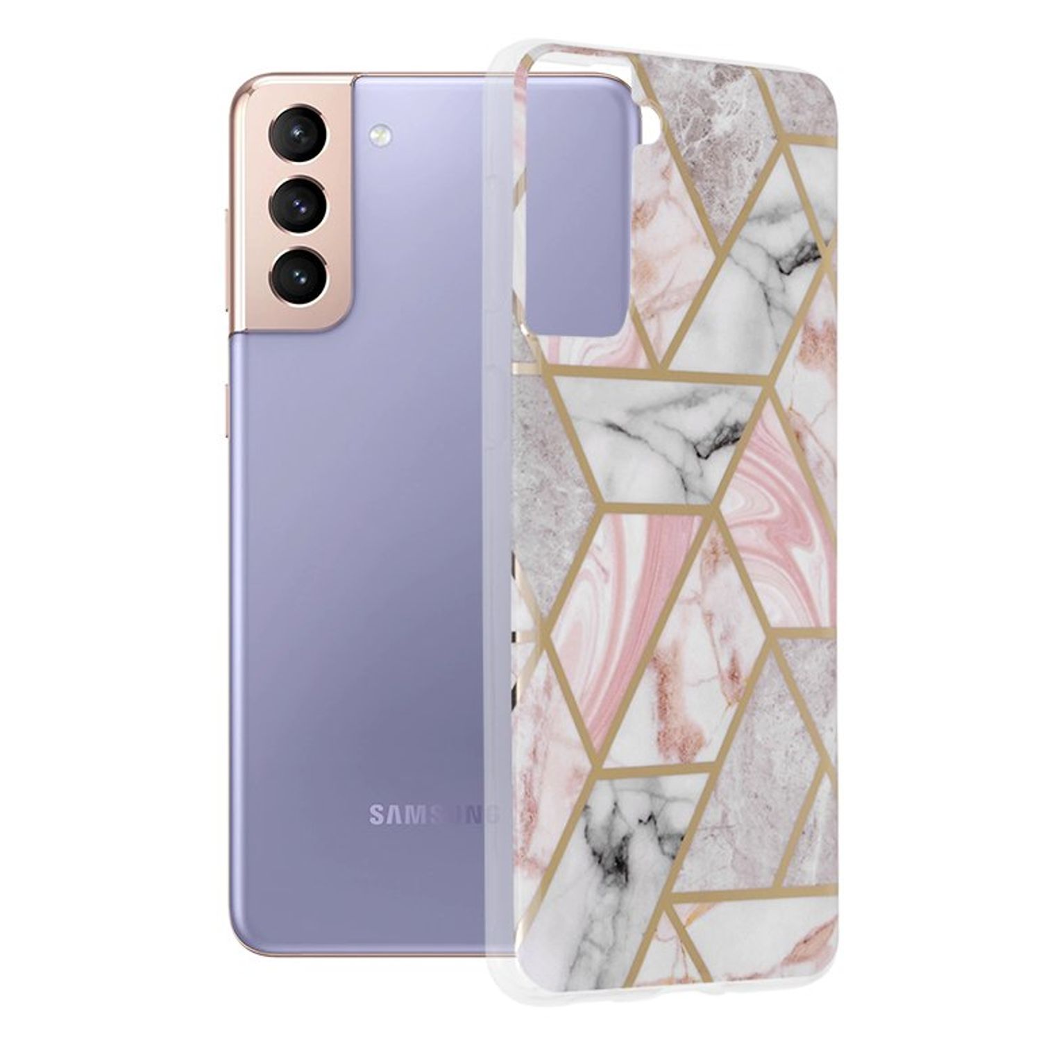 Husa Techsuit - Marble Series pentru Samsung Galaxy S21 Plus - Pink Hex fotografia produsului