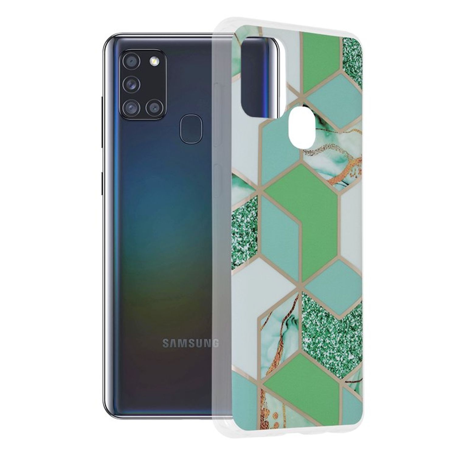 Husa Techsuit - Marble Series pentru Samsung Galaxy A21s - Green Hex fotografia produsului