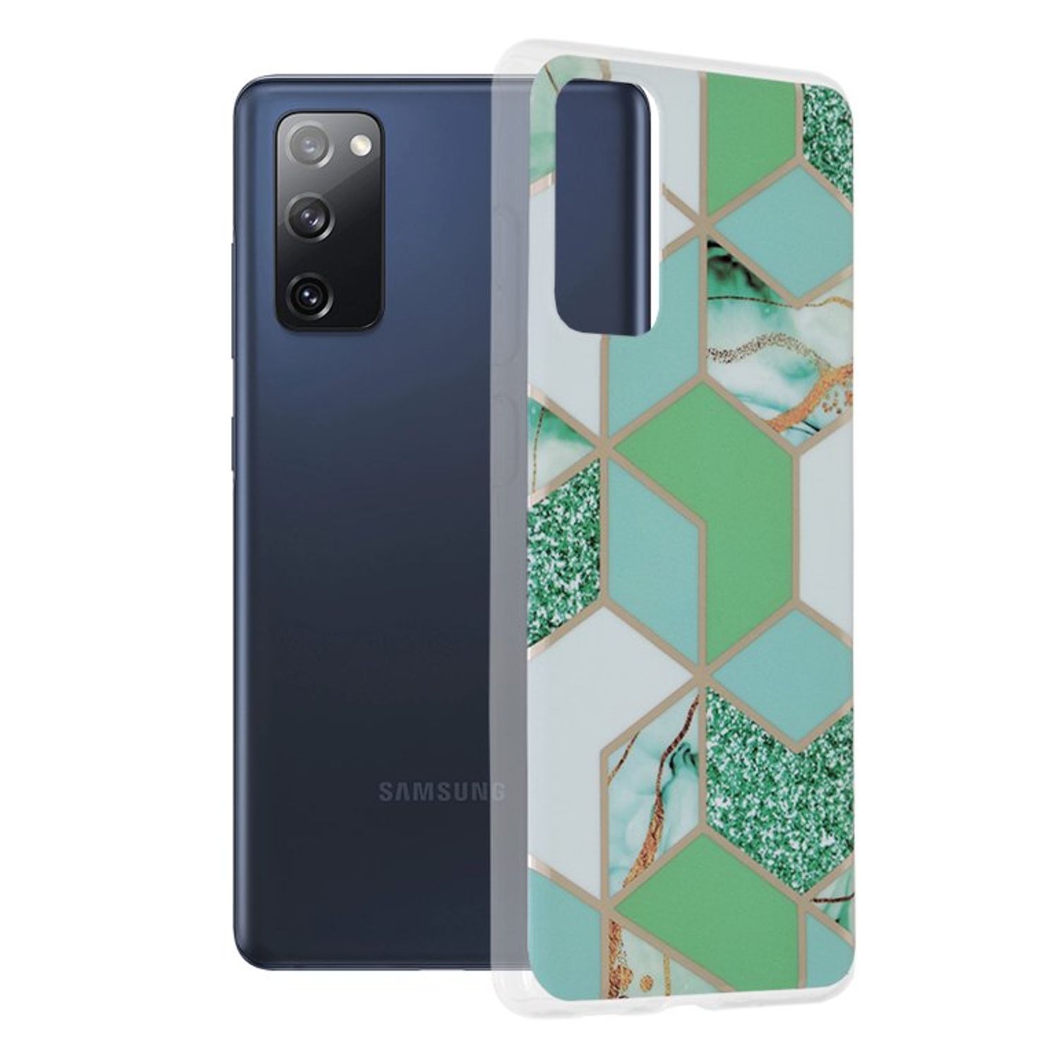 Husa Techsuit - Marble Series pentru Samsung Galaxy S20 FE - Green Hex fotografia produsului