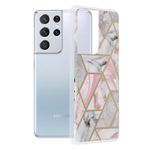 Husa Techsuit - Marble Series pentru Samsung Galaxy S21 Ultra - Pink Hex fotografia produsului