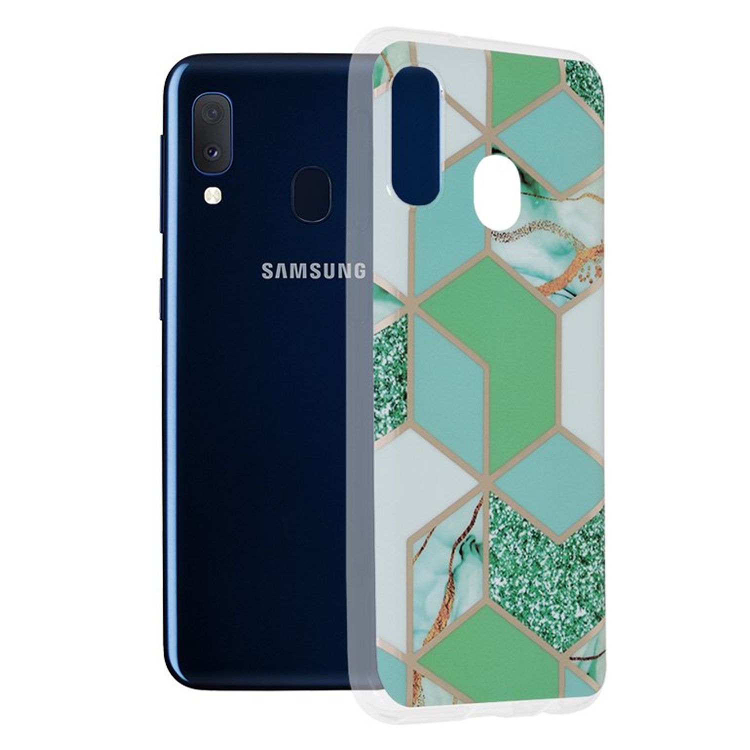 Husa Techsuit - Marble Series pentru Samsung Galaxy A20e - Green Hex fotografia produsului