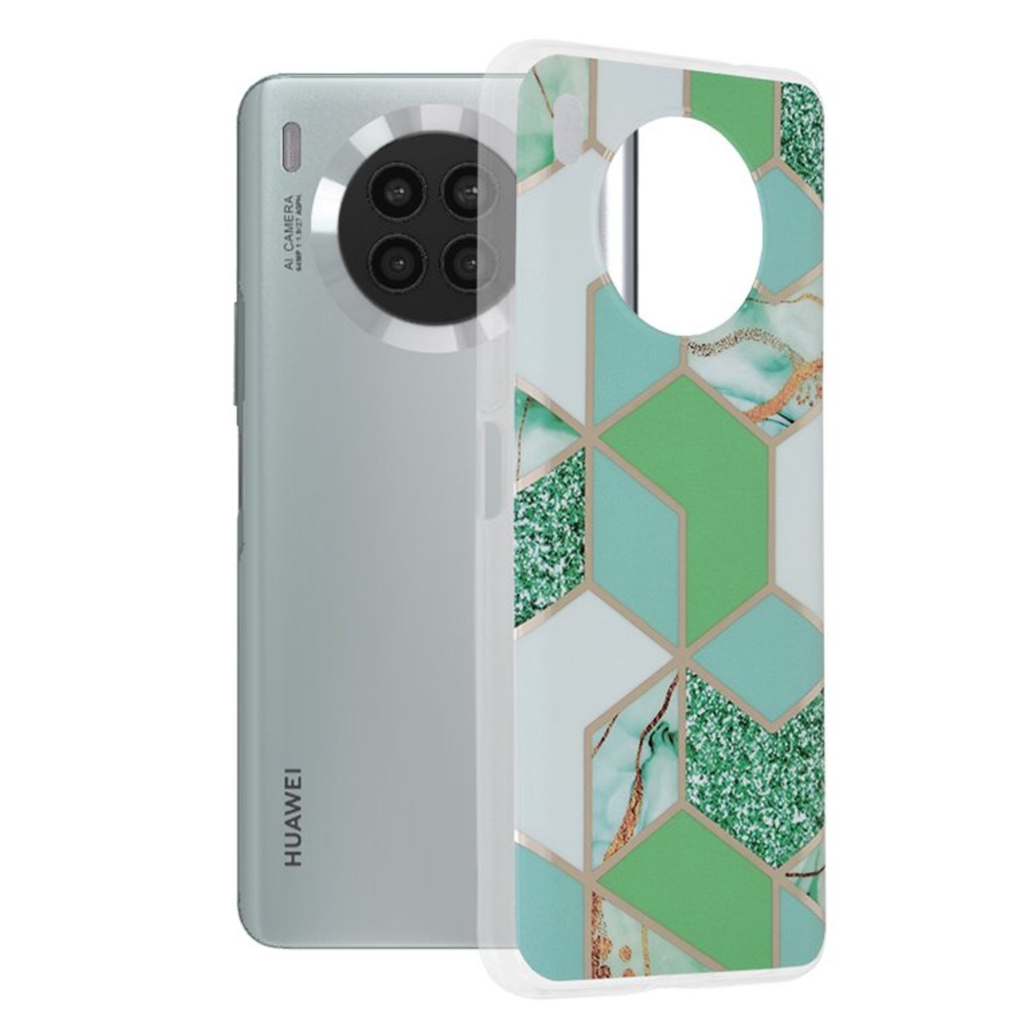 Husa Techsuit - Marble Series pentru Huawei Nova 8i - Green Hex fotografia produsului