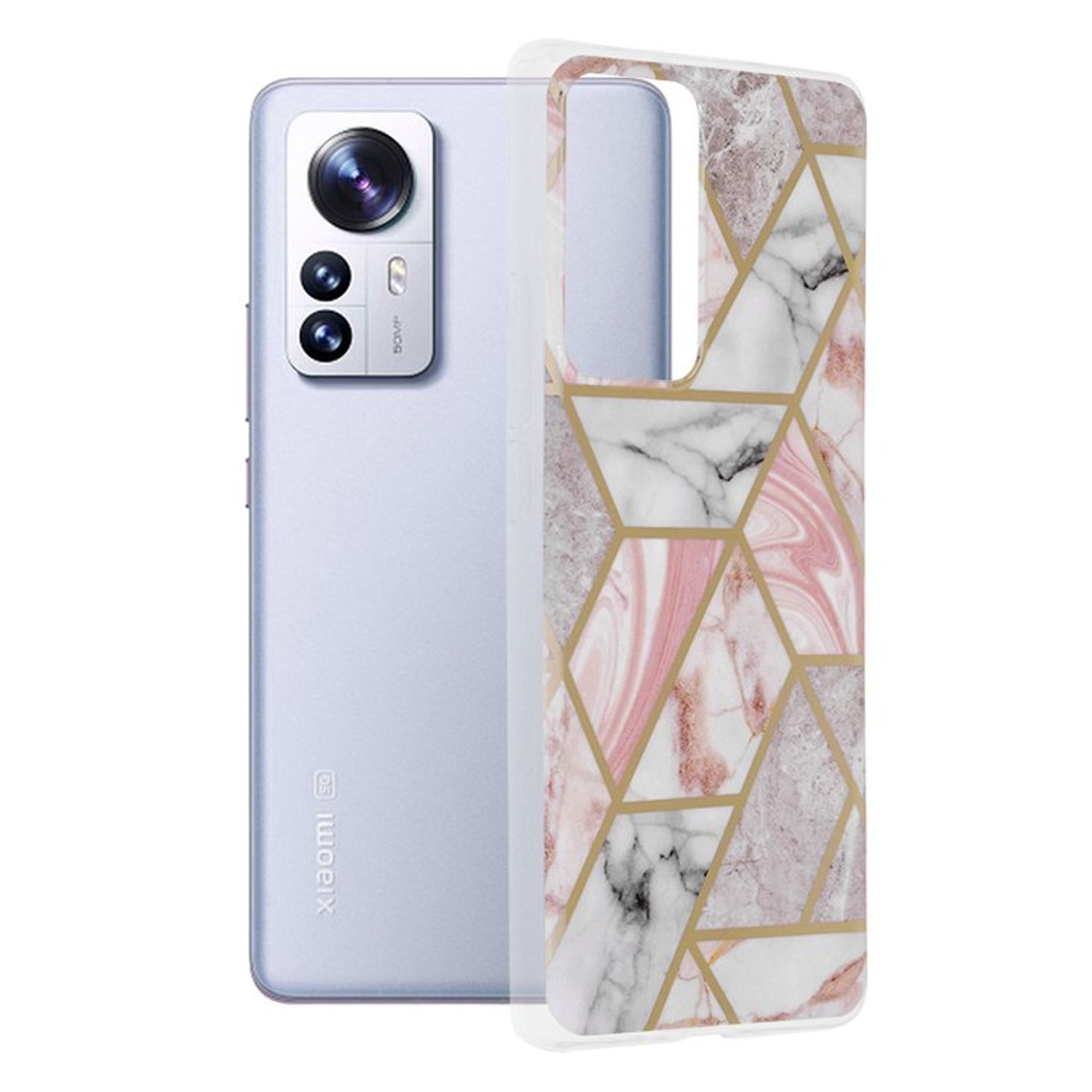Husa Techsuit - Marble Series pentru Xiaomi 12 Pro - Pink Hex fotografia produsului