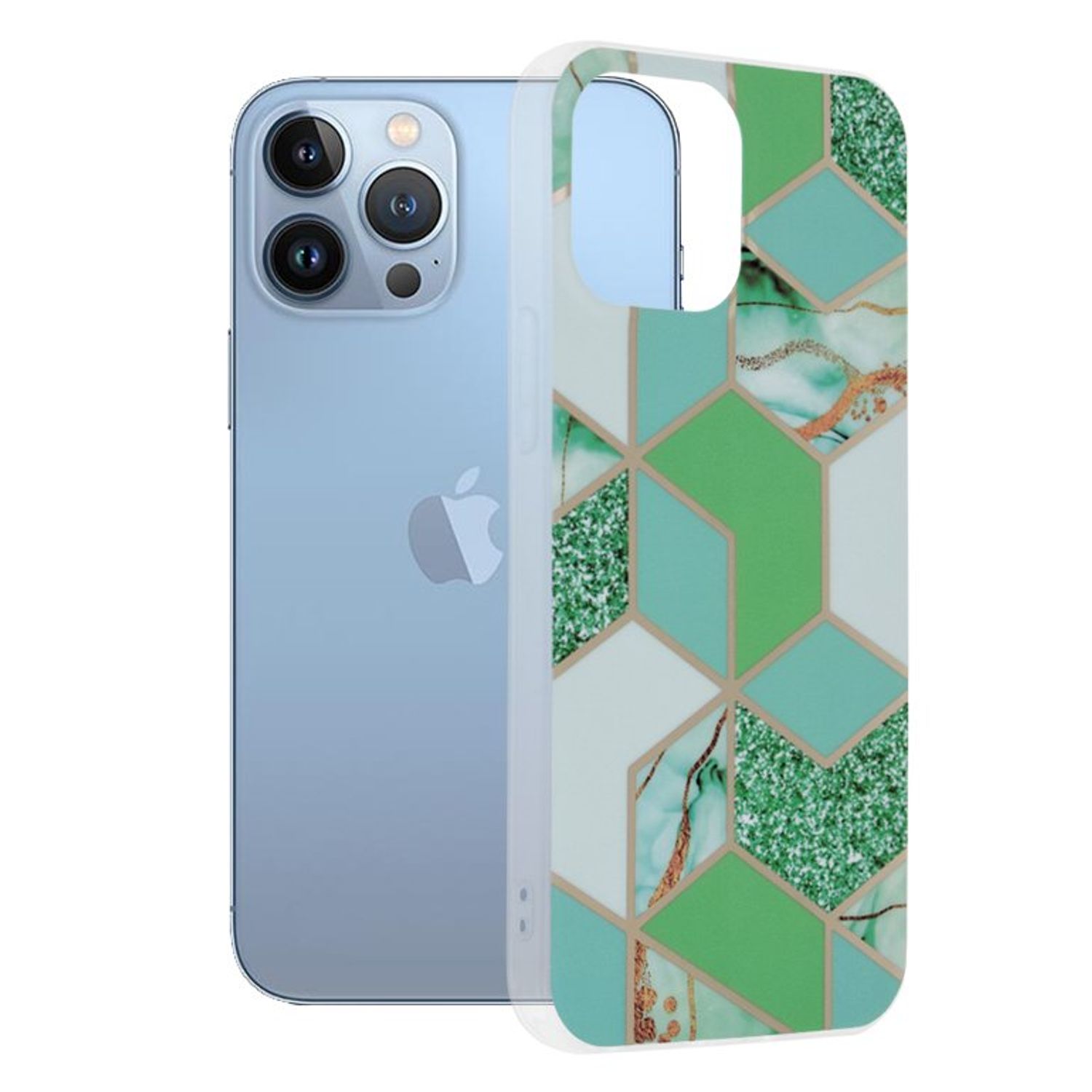 Husa Techsuit - Marble Series pentru iPhone 13 Pro Max - Green Hex fotografia produsului