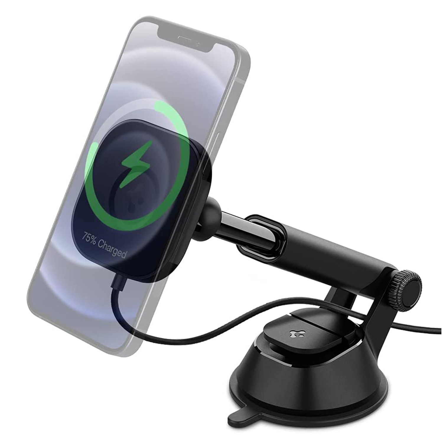 Suport auto Spigen ITS35W, incarcator wireless MagSafe, Negru fotografia produsului