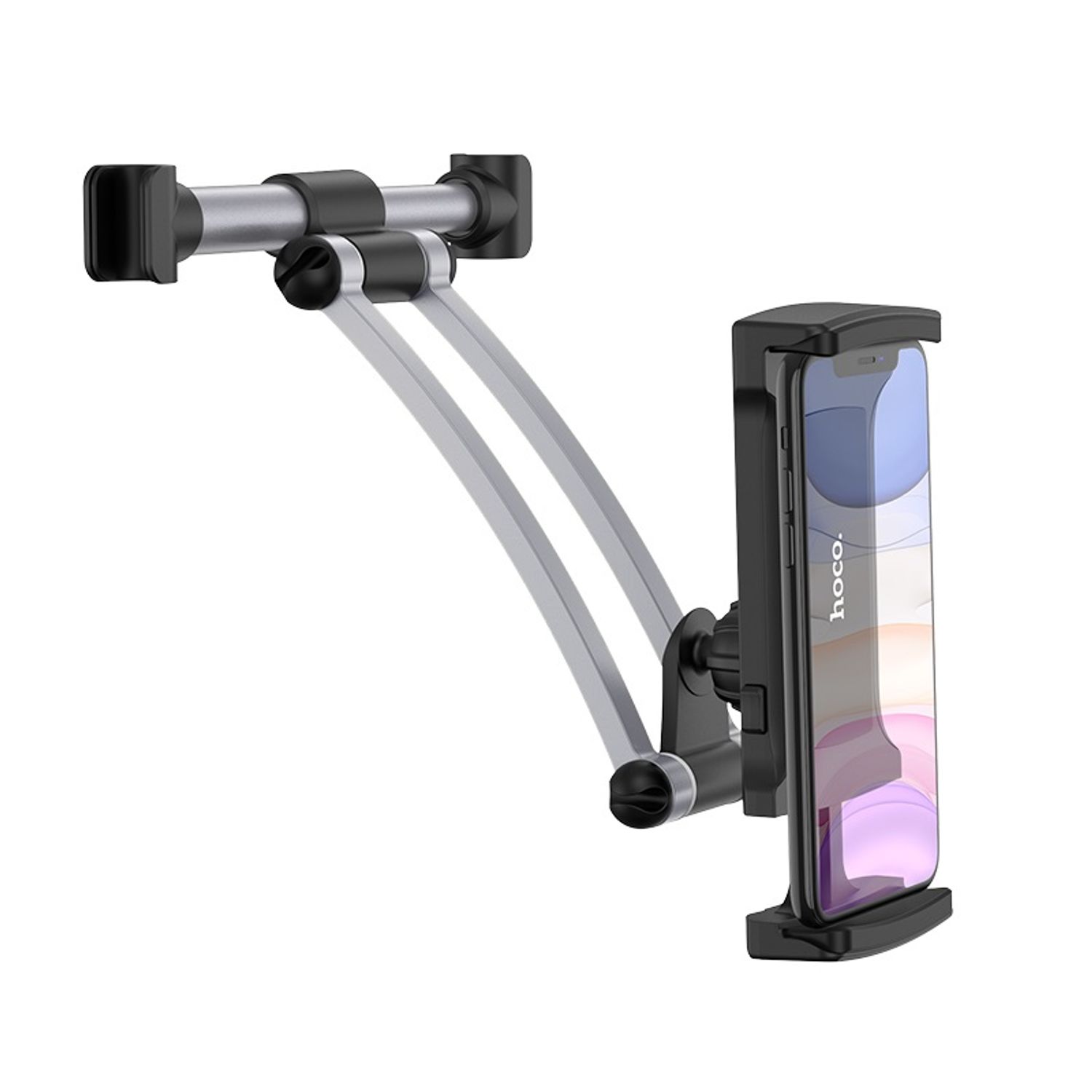 Suport telefon, tableta auto pentru tetiera Hoco CA62, Argintiu fotografia produsului View 3 L