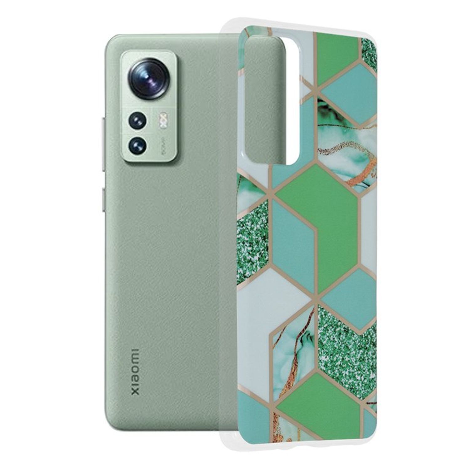 Husa Techsuit - Marble Series pentru Xiaomi 12 - Green Hex fotografia produsului
