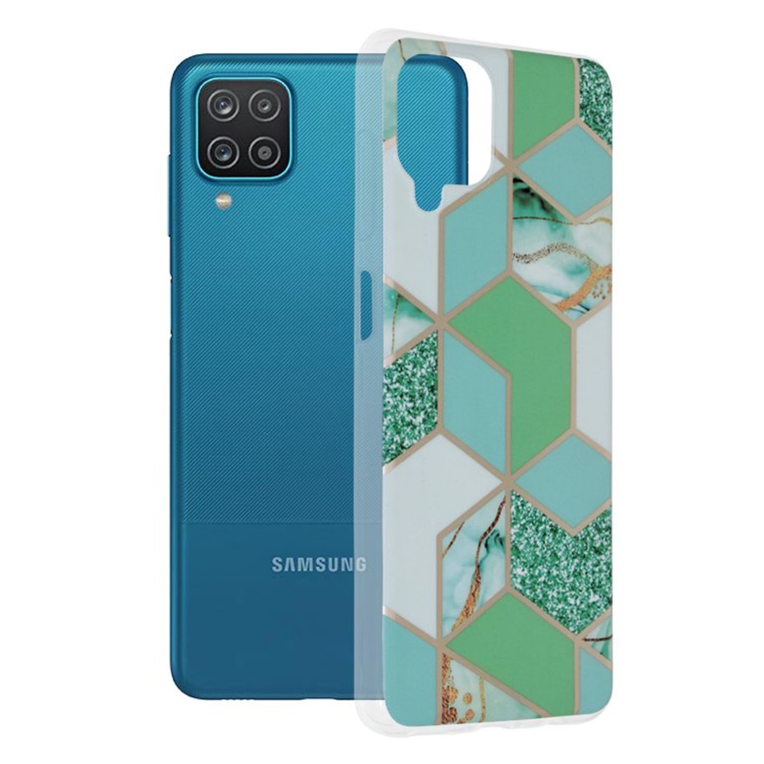 Husa Techsuit - Marble Series pentru Samsung Galaxy A12 - Green Hex fotografia produsului