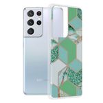 Husa Techsuit - Marble Series pentru Samsung Galaxy S21 Ultra - Green Hex fotografia produsului