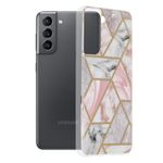 Husa Techsuit - Marble Series pentru Samsung Galaxy S21 - Pink Hex fotografia produsului