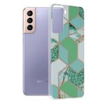 Husa Techsuit - Marble Series pentru Samsung Galaxy S21 Plus - Green Hex fotografia produsului