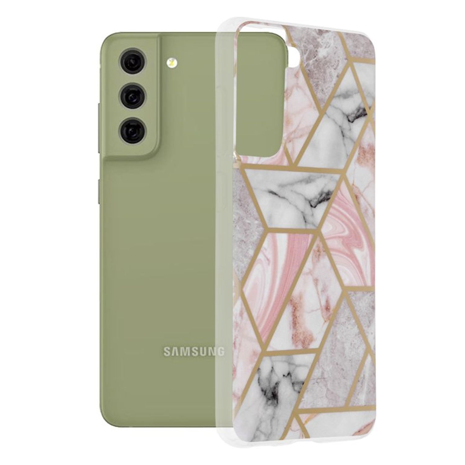 Husa Techsuit - Marble Series pentru Samsung Galaxy S21 FE - Pink Hex fotografia produsului