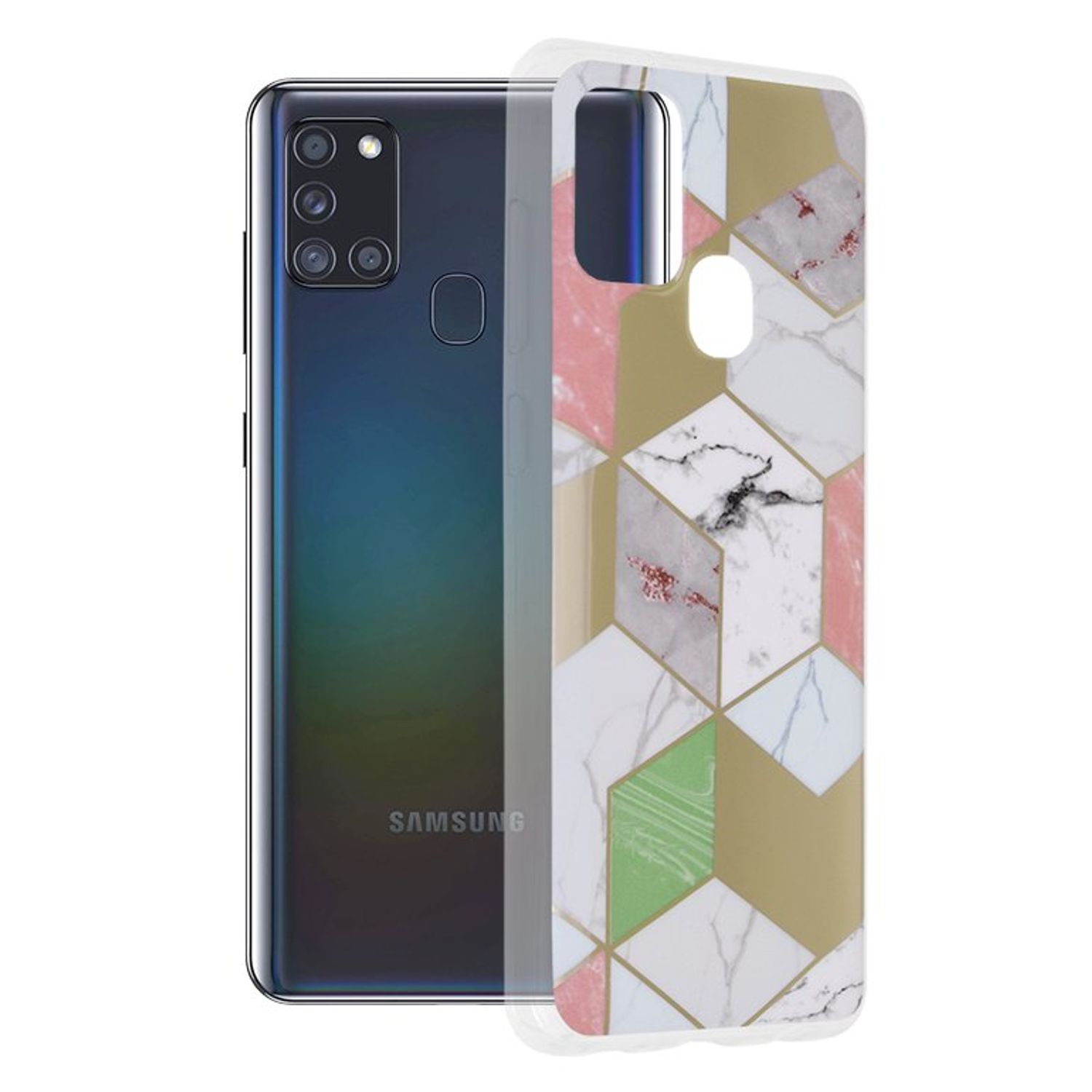 Husa Techsuit - Marble Series pentru Samsung Galaxy A21s - Purple Hex fotografia produsului