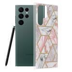Husa Techsuit - Marble Series pentru Samsung Galaxy S22 Ultra - Pink Hex fotografia produsului